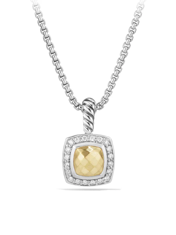 David Yurman Petite Albion Pendant Necklace with Gold Dome and Diamonds