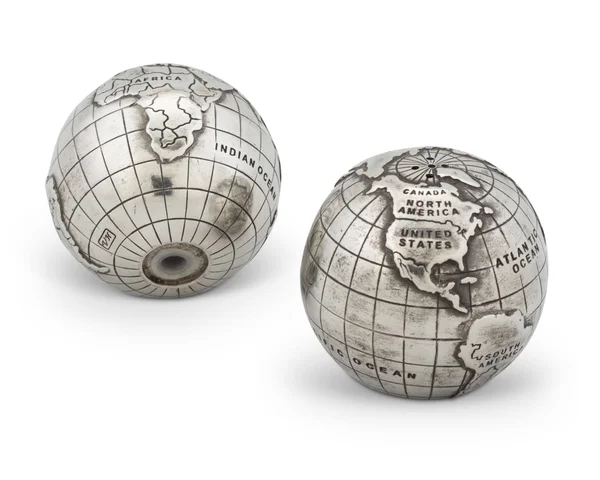 Vagabond House Medici Pewter World Globe Salt and Pepper Set