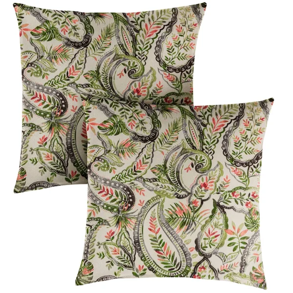 16x22 2pk Paisley Outdoor Throw Pillows Green/Blue