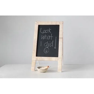 Wrapped Rattan and Wood Free Standing Chalkboard Highland Dunes