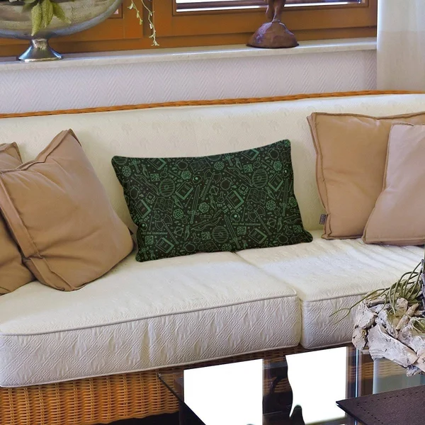 ArtVerse Color Lines RPG Pattern Lumbar Pillow - Green - Polyester