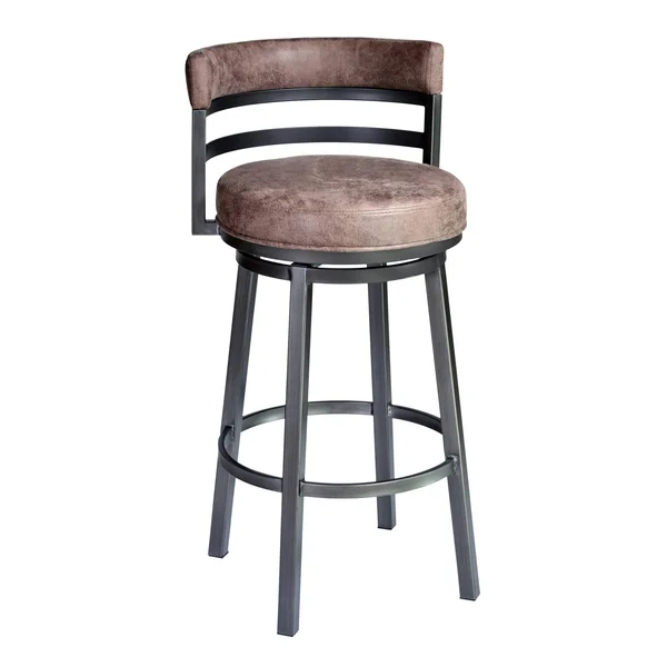 Armen Living Titana 30 inch Barstool in Mineral Finish with Bandero Tobacco Upholstery