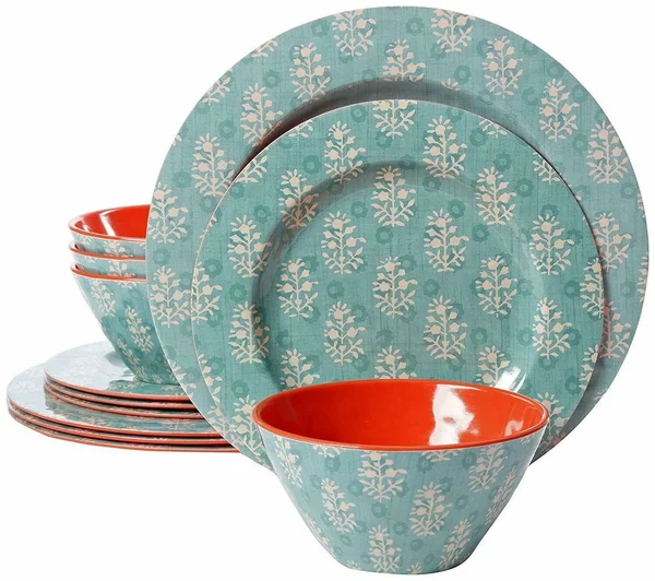 Gibson Studio 94941.12 Solina 12 Piece Melamine Dinnerware Set - Aqua