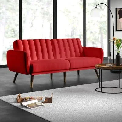 Motto Velvet Convertible 83x22 Flared Arm Sleeper Upholstery Color: Burgandy