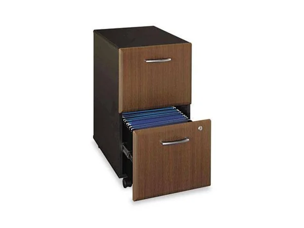 Bush Furniture Series A 2-Drawer Mobile File Cabinet - Sienna Walnut/Bronze
