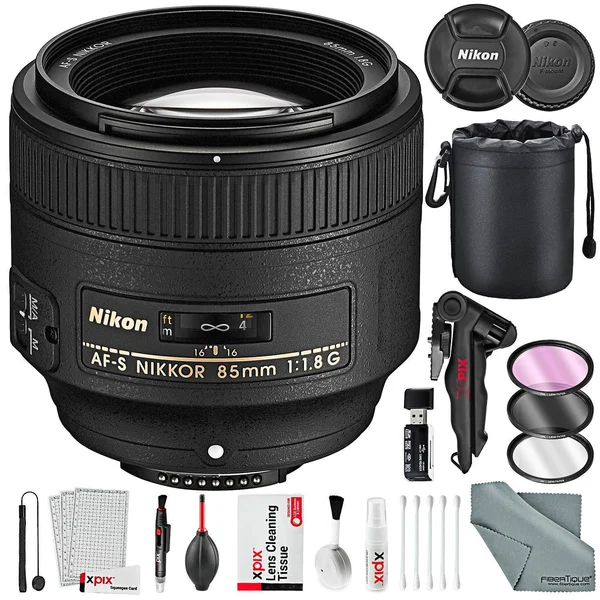 Nikon AF-S Nikkor 85mm f/1.8G Medium Telephoto Lens and Deluxe Bundle with Xpix Professional Accessories + More