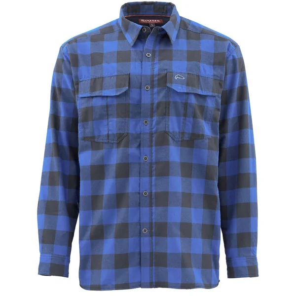 Simms Coldweather Long Sleeve Shirt Rich Blue Buffalo Plaid; 3XL
