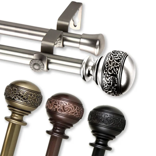 InStyleDesign Nadine Adjustable Double Curtain Rod (Satin Nickel - 66-120 inch)
