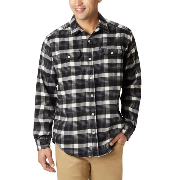 Columbia Men's Deschutes River Heavyweight Flannel, Olive Green Oversized CHECK, Medium