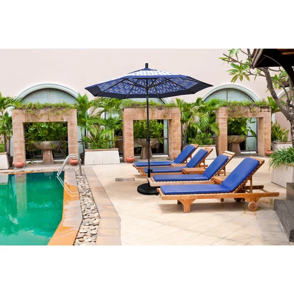 California Umbrella 9-Foot Black Aluminum Market Umbrella Woven Sesame