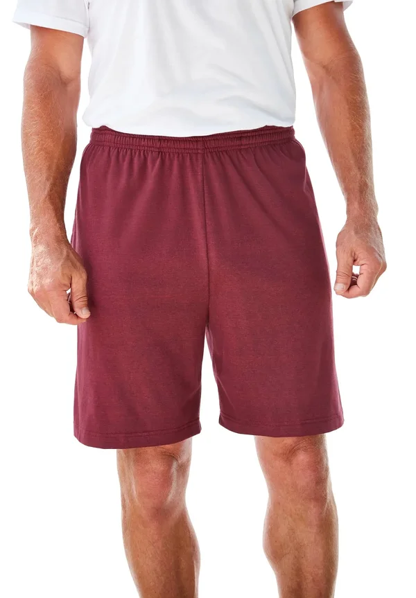 Men's Big & Tall Lightweight Jersey Shorts by KingSize in Heather Deep Burgundy (Size XL)