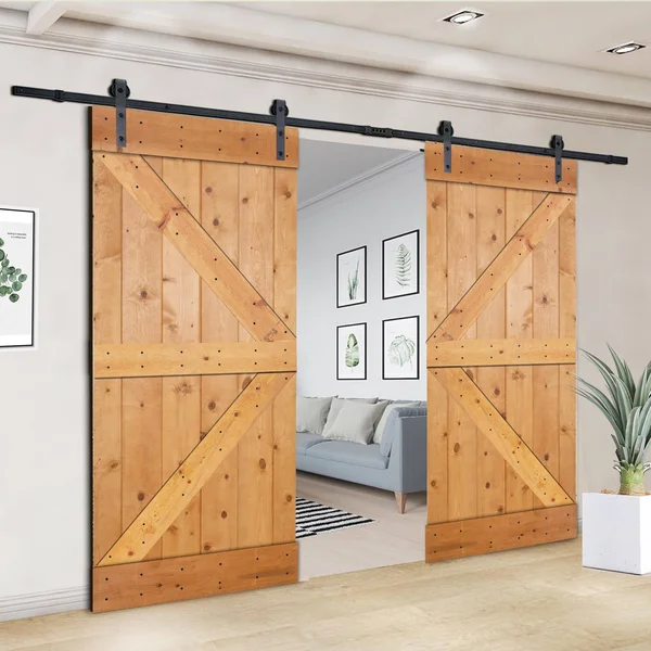 Akicon Paneled Wood Painted Double Barn Door Dk Series (Set of 2) - 72 - White