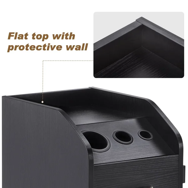 BarberPub Salon Trolley Storage Cart Coloring Beauty Hair Dryer Holder Stylist, Black