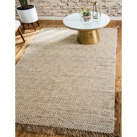Unique Loom Assam Braided Jute Area Rug - 5& x 8&, Beige