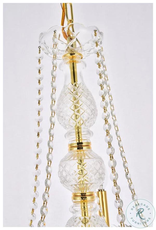 Elegant Lighting V7855D21G/RC Verona 5 Light Gold Chandelier Clear Royal Cut Crystal