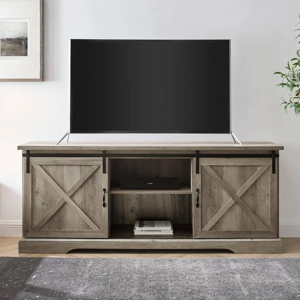 Walker Edison 70x22 Sliding Barn Door TV Console - Grey Wash