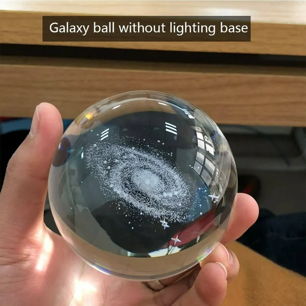 FTYtek 3D Galaxy Crystal Ball Night Lamp Clear 80mm (3.15 inch) Galaxy Glass Ball with Colorful LED Base Best Birthday Gift for