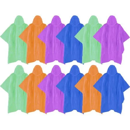 Winterlace Rain Ponchos with Hood Drawstring - Wholesale Bulk Pack Quality Waterproof Vinyl Men Women Kids (Childrens, 48 Pack)