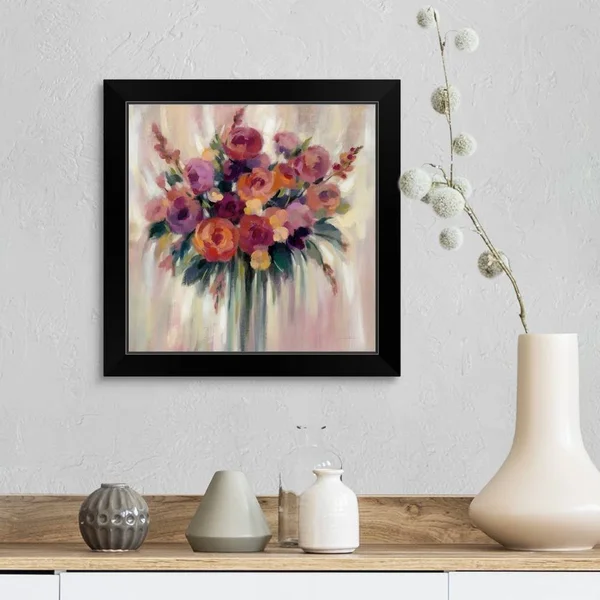 Autumn Bouquet, Black Framed Wall Art, 16x16, Great Big Canvas
