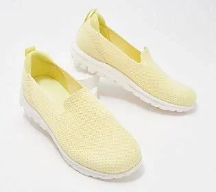 Skechers GOwalk Classic Washable Knit Slip-On Shoes- Daydream, Size 7 Wide, Yellow