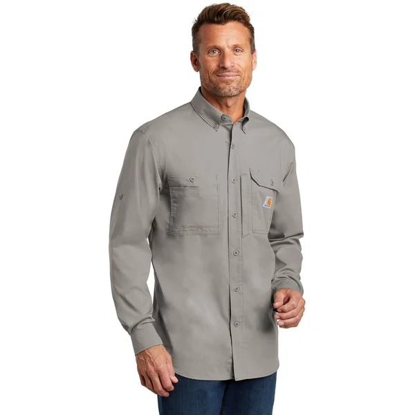 Carhartt Force Ridgefield Solid Long Sleeve Shirt - Men's Asphalt