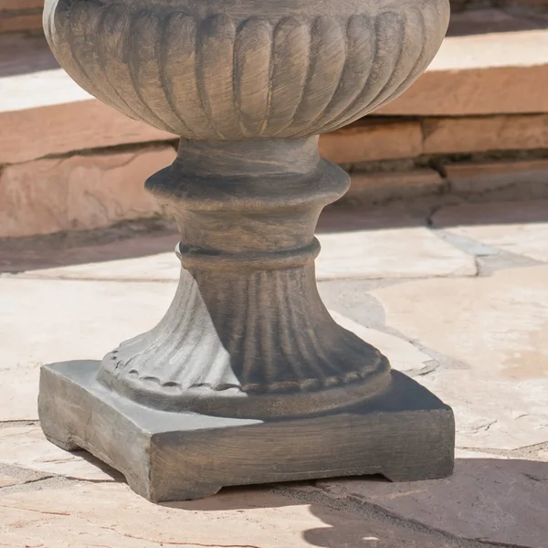 GDF Studio Bunny Vista Outdoor Light Weight Cast Stone Urn, White Moss