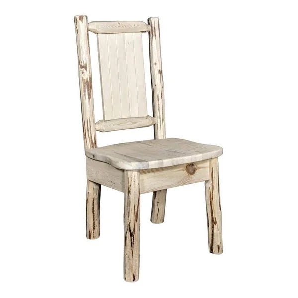 Montana Woodworks Montana Collection Side Chair w/ Laser Engraved Moose Design - Clear Lacquer Finish