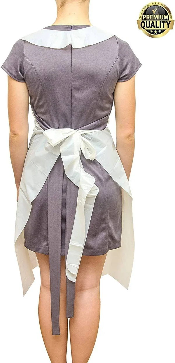 1000 Pack White PE Aprons 28 x 46 INCHES. 2 Mil Disposable Polyethylene Aprons. Unisex Liquid-Proof Workwear. White Protective U