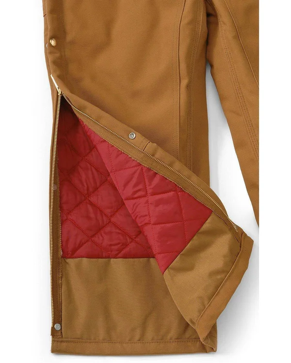 Carhartt Men's Brown Quilt Lined Zip to Thigh Bib Overalls