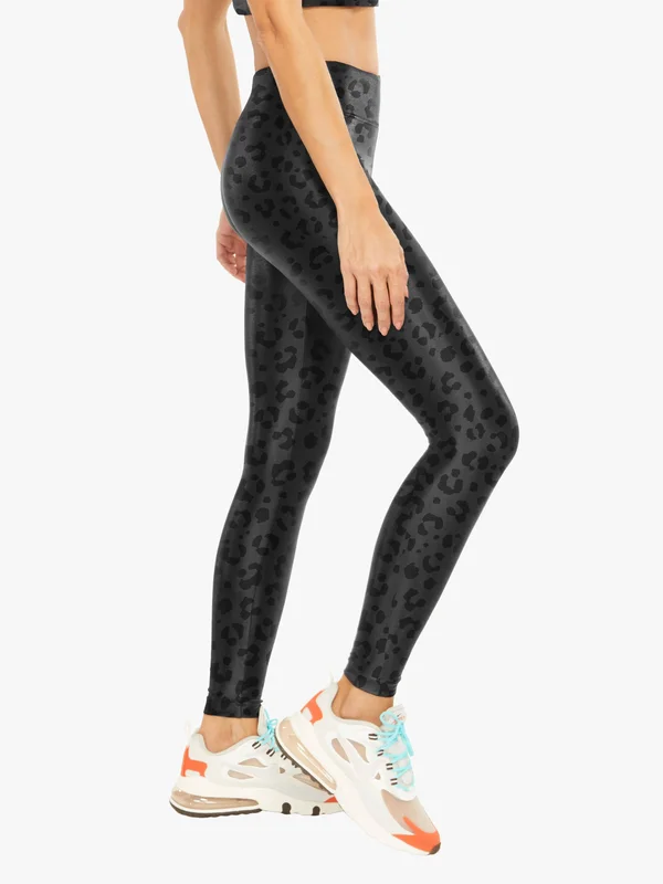 Koral Women's Lustrous High Rise Leggings - Black Leopard, X-Large