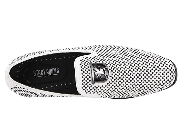 Stacy Adams Men's Swagger Studded Ornament Slip-On - Black with White
