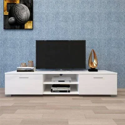 Latitude Run Black TV Stand for 70 inch TV Stands - Media Console Entertainment Center television Table, 2 Storage Cabinet with O