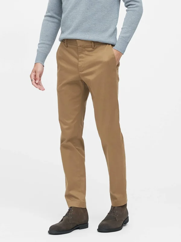 Banana Republic Men's Mason Athletic Tapered Rapid Movement Chino Pant Airforce Khaki Size 44W 32L