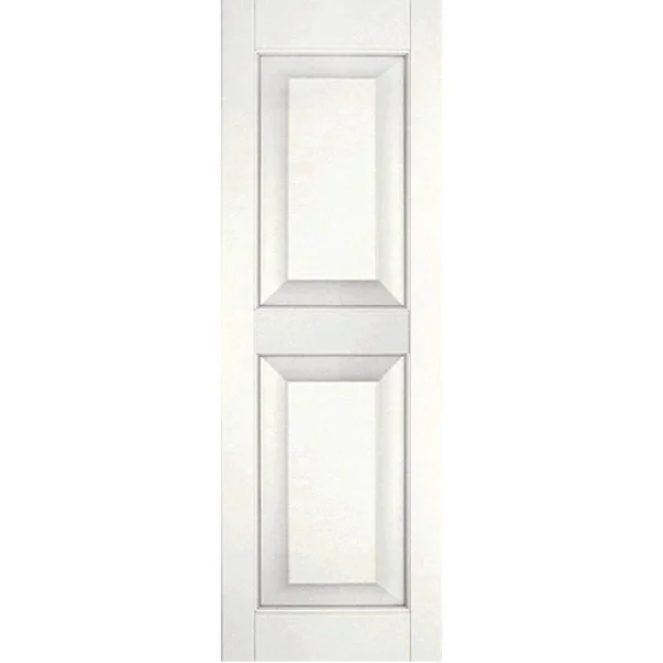 Ekena Millwork 15 in. x 61 in. Exterior Real Wood Pine Raised Panel Shutters Pair White