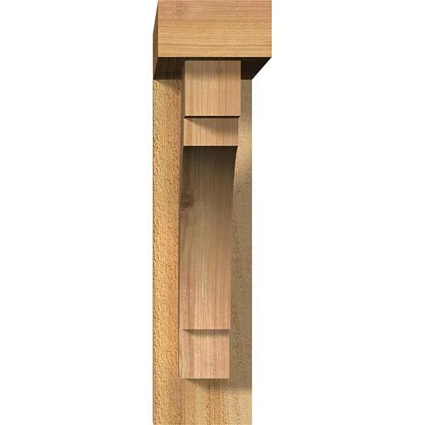 Ekena Millwork 1463008 4x22W x 16x22D x 16x22H Merced Block Rough Sawn Bracket w/ Offset Brace, Western Red Cedar