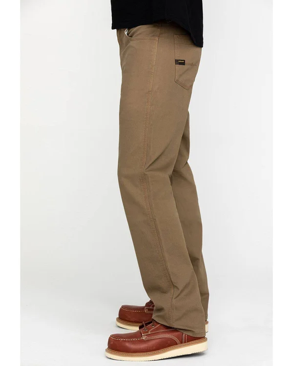 Ariat Men's Rebar M4 Khaki Low Rise DuraStretch Made Tough Stackable Straight Leg Pant