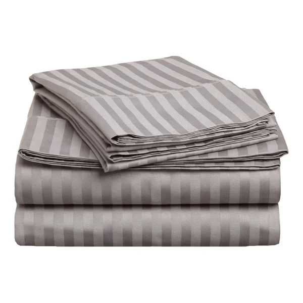 Superior 400 Thread Count Deep Pocket Stripe Cotton Sateen Sheet Set - Full/White