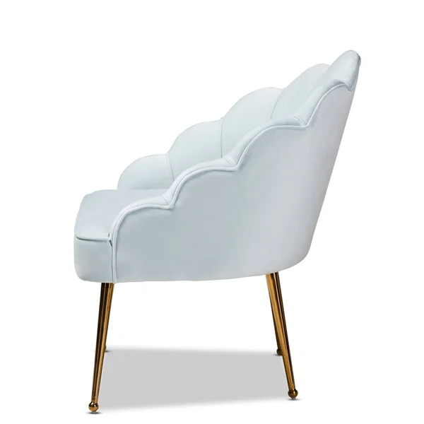 Silver Orchid Cogan Upholstered Seashell Shaped Accent Chair - Blue