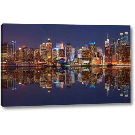 Ebern Designs 'Illuminated Manhattan Skyline at Twilight - New York City' by Assaf Frank Giclee Art Print on Wrapped Canvas, Siz