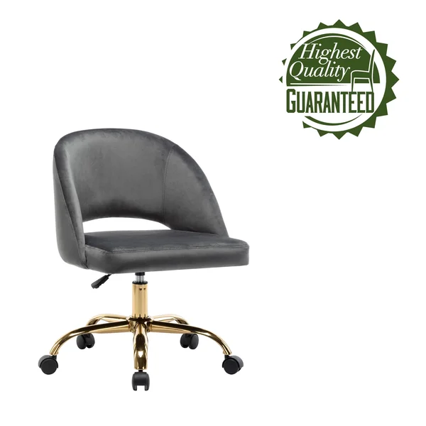 Porthos Home Naiko Velvet Upholstery Swivel Office Chair - Grey