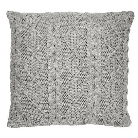 Gracie Oaks Lucero Chunky Cable Knit Throw Pillow - Size: 22 inch H x 22 inch W x 3 inch D, Gray