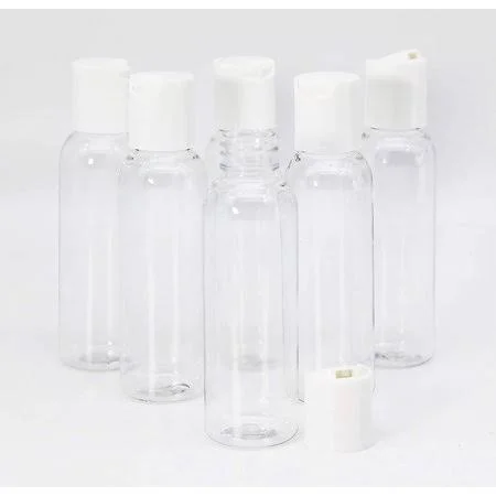 (600 Pack) EcoJeannie 2oz Clear Empty Refillable Pet Bottles with White Disc Top Cap - BPA-Free - TSA Approved Travel size - for