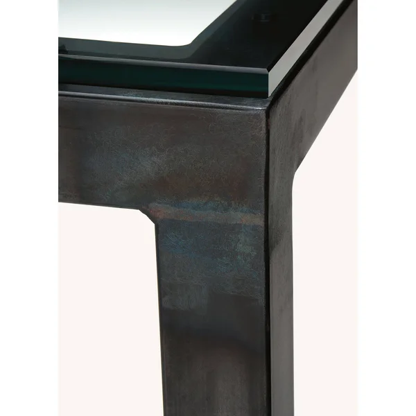 Room & Board - Modern Parsons Bar Table w/ 2x22 Leg 36d 36W 42h in White, White Tempered Glass Top w/ Gold Base