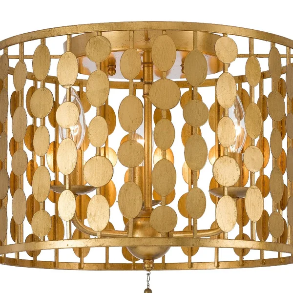 Crystorama 544-GA Layla 3 Light Antique Gold Ceiling Mount