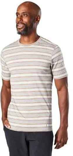 Smartwool Merino 150 Baselayer Short Sleeve - Men's Light Gray Heather Stripe Large SW000744F92L
