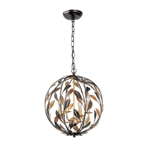 Crystorama Broche 4 Light English Bronze & Antique Gold Sphere Mini Chandelier - 504-EB-GA