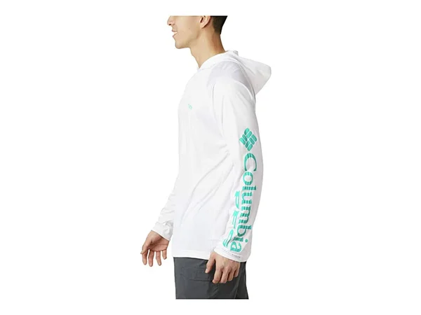 Columbia Terminal Tackle Hoodie S - White, Bright Aqua Logo