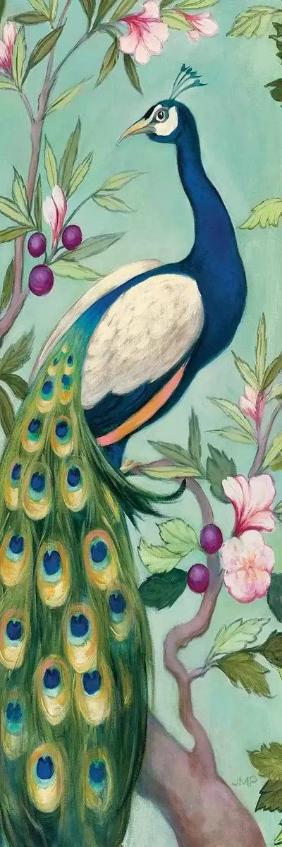 Julia Purinton Canvas Art Prints - Pretty Peacock II Crop ( Animal Art > Birds > Peacocks art)