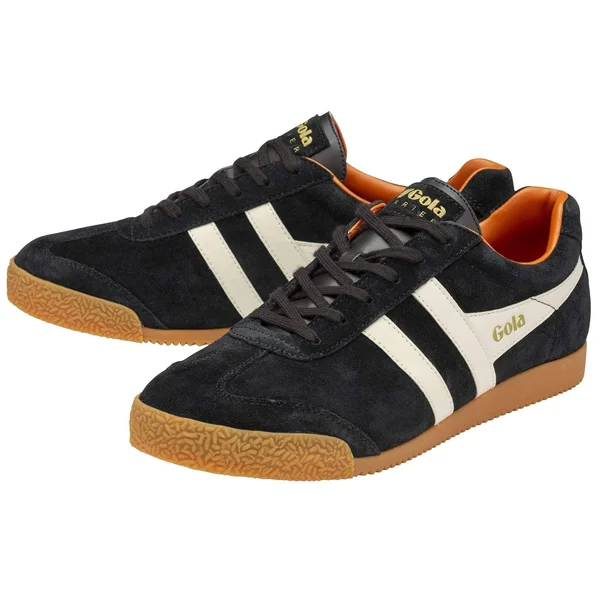 Gola Harrier Black Off White Orange Mens Suede Trainers, 8 UK