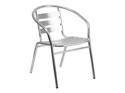 Flash Furniture 4-Pack Aluminum Commercial Indoor-Outdoor Restaurant Stack Chair with Triple Slat Back
